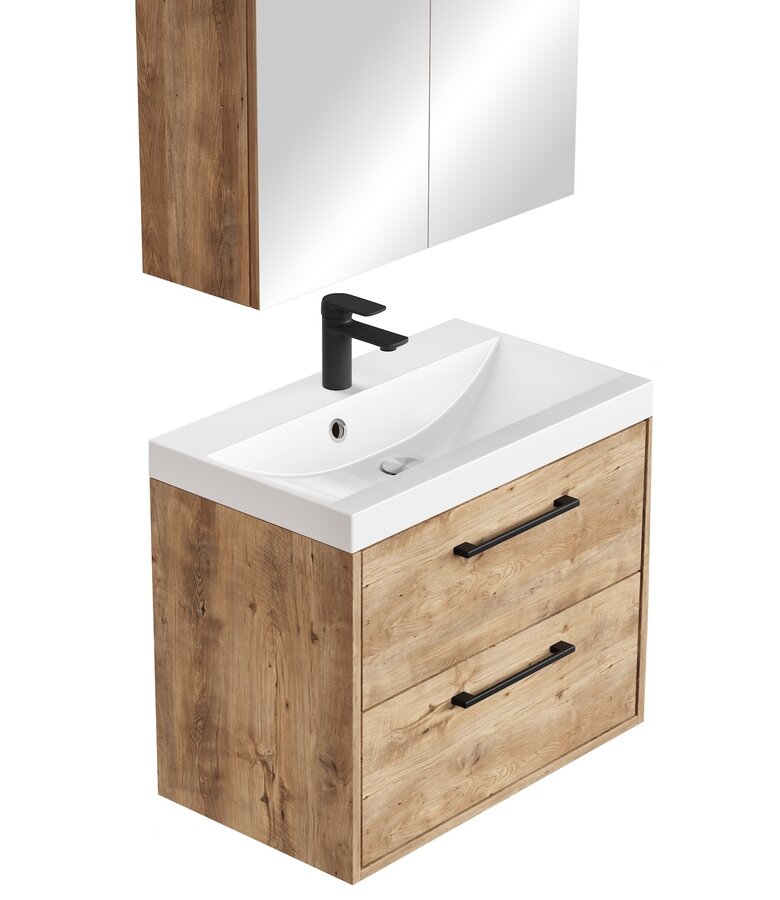 Badkamermeubel Florence 01 60cm met spiegelkast - kastanje eiken