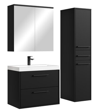 Badkamermeubel Florence 60cm complete set met spiegelkast - mat zwart