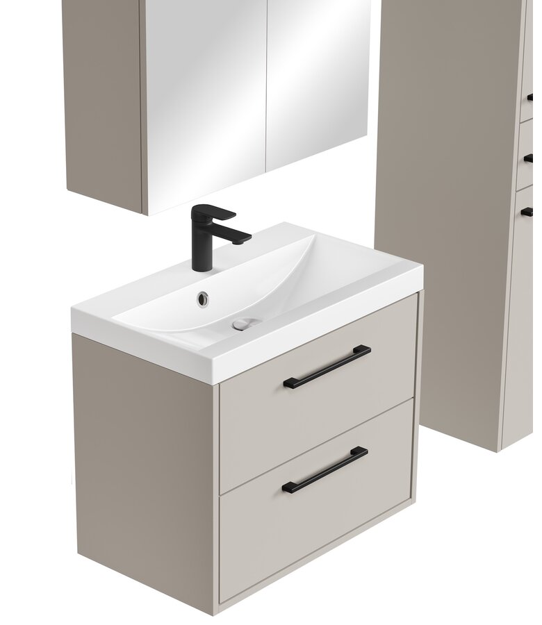 Badkamermeubel Florence 60cm complete set met spiegelkast - beige