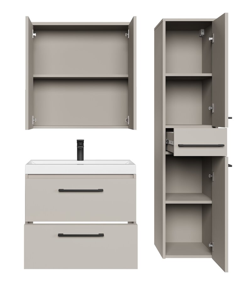 Badkamermeubel Florence 60cm complete set met spiegelkast - beige