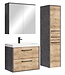 Badkamermeubel Florence 60cm complete set met spiegelkast - donker grijs met kastanje eiken