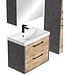 Badkamermeubel Florence 60cm complete set met spiegelkast - donker grijs met kastanje eiken