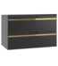 Wastafelkast Varo 80 x 46 x 52 cm - mat zwart met goud