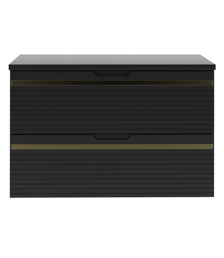 Wastafelkast Varo 80 x 46 x 52 cm - mat zwart met goud