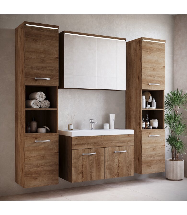 Badkamerkast Paso 35 x 35 x 160 cm - bruin eiken