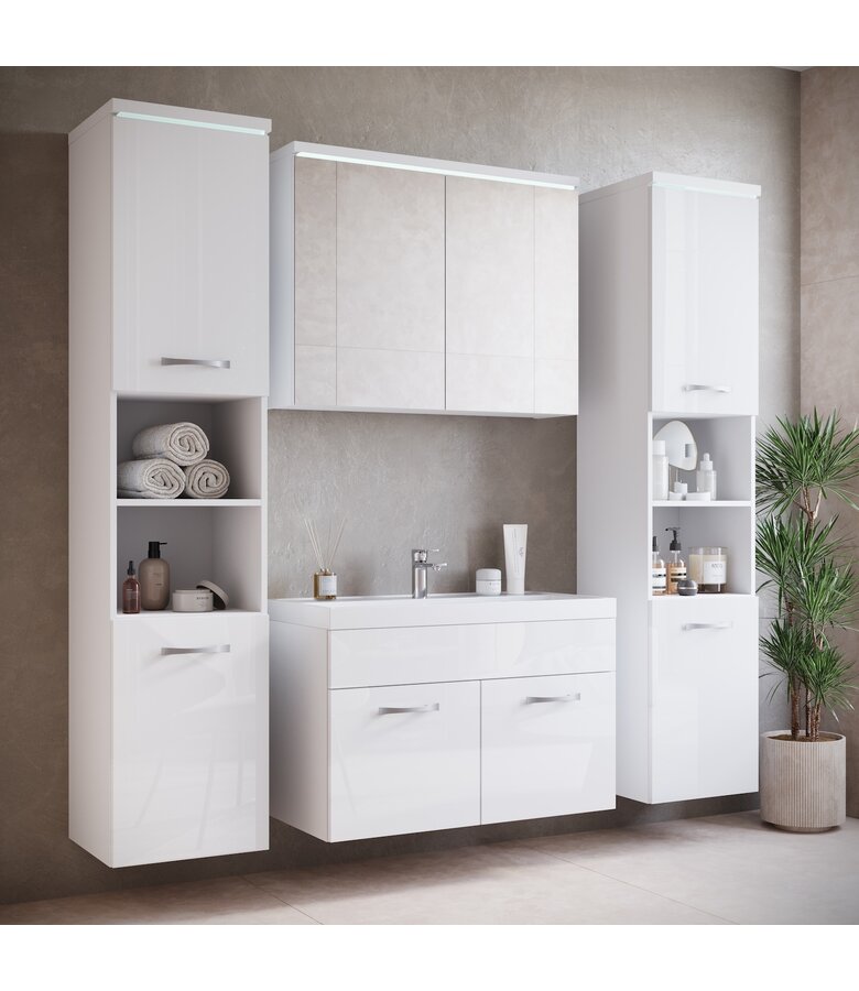 Badkamerkast Paso 35 x 35 x 160 cm - hoogglans wit