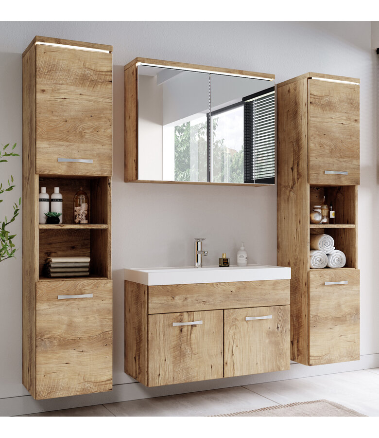 Badkamerkast Paso 35 x 35 x 160 cm - kastanje eiken