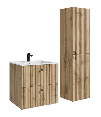 Badkamermeubel Saros 60 cm met kolomkast - eiken