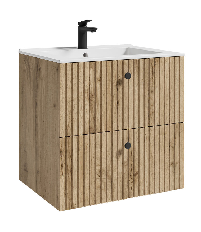 Badkamermeubel Saros 60 cm met kolomkast - eiken