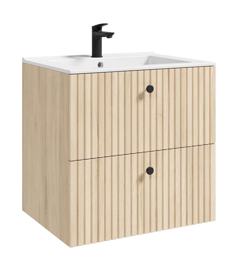 Badkamermeubel Saros 60 cm met kolomkast  - licht eiken