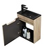 Toiletmeubel Thermis 40cm - licht eiken - zwarte wastafel