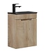 Toiletmeubel Thermis 40cm - licht eiken - zwarte wastafel