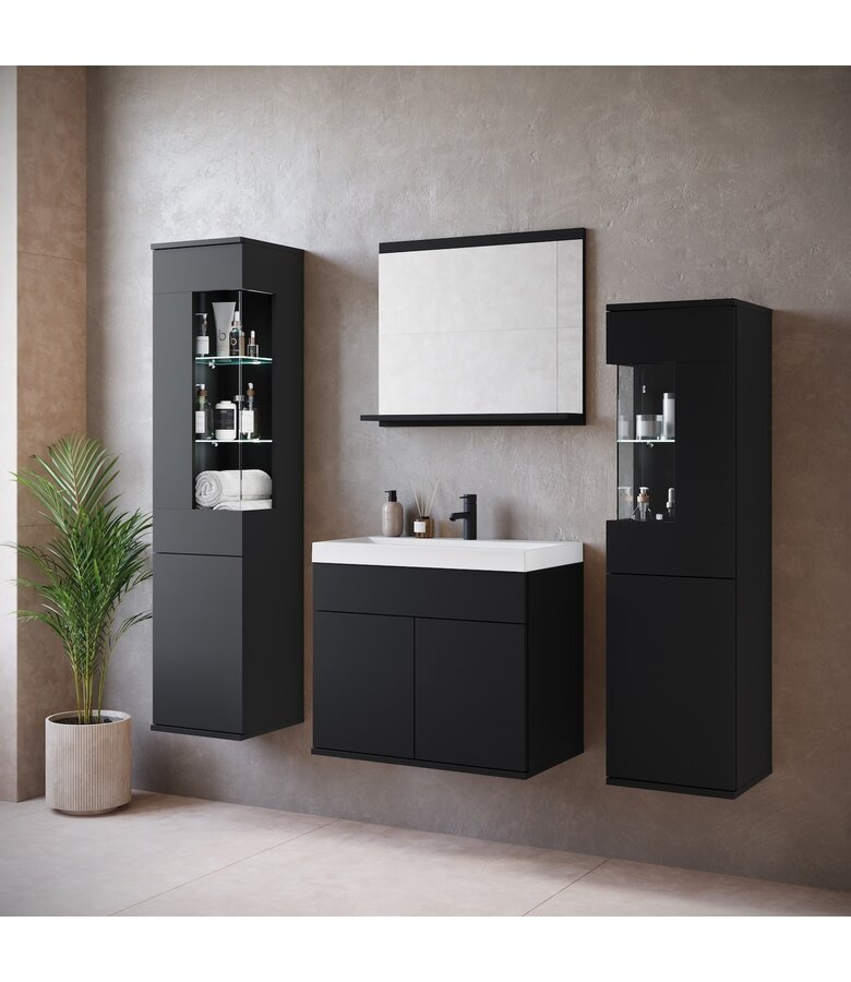 Badkamermeubel Nobel XL 60cm complete set - mat zwart