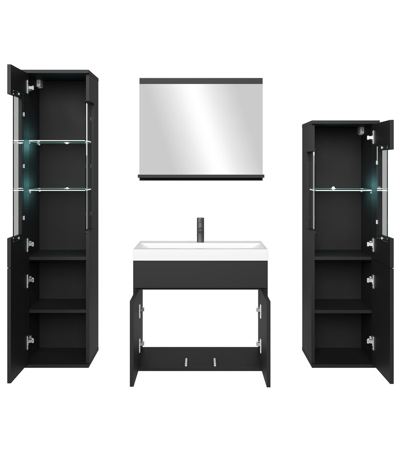 Badkamermeubel Nobel XL 60cm complete set - mat zwart