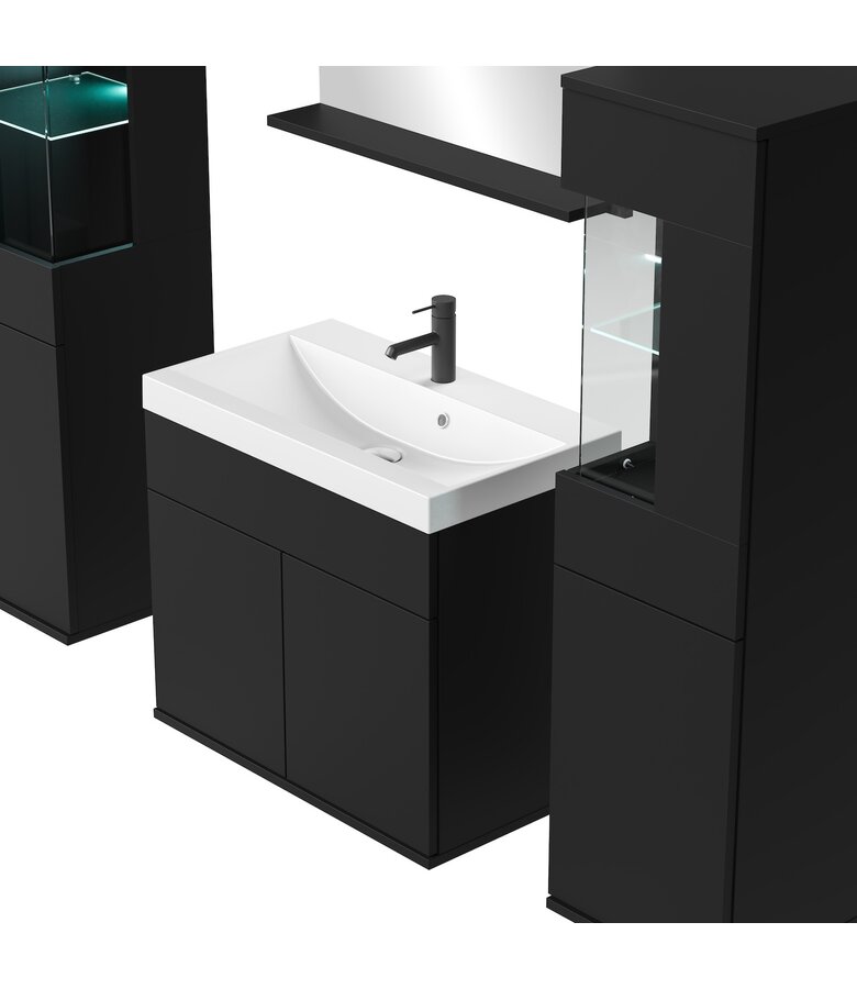 Badkamermeubel Nobel XL 60cm complete set - mat zwart