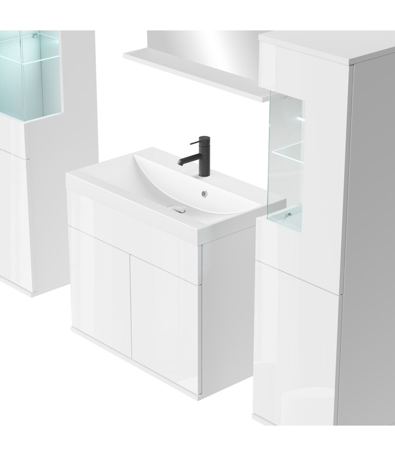 Badkamermeubel Nobel XL 60cm complete set - hoogglans wit