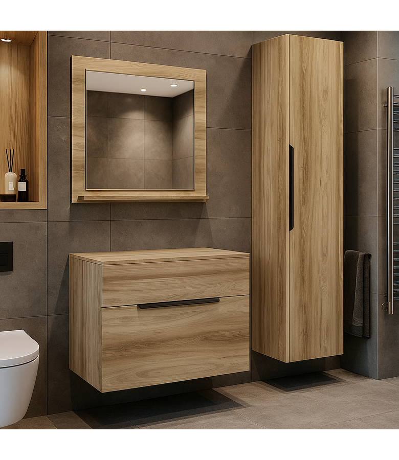 Wastafelkast Cali 60cm met bovenblad - eiken