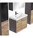 Badkamermeubel Mirano 60cm complete set - donker grijs met kastanje eiken