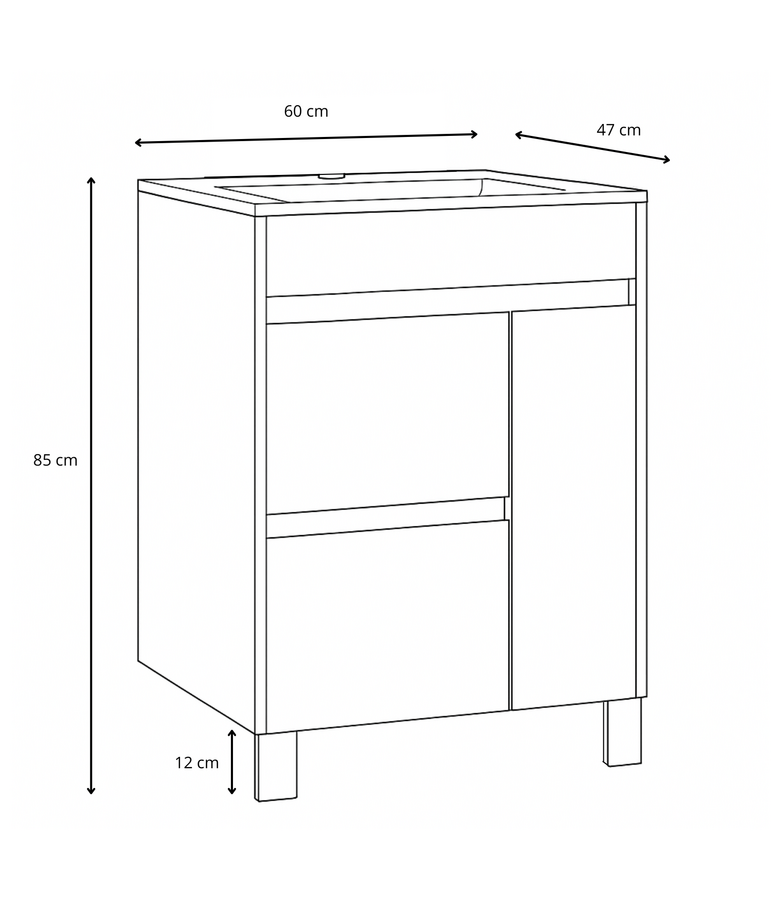 Badkamermeubel Salzburg 60cm - kastanje eiken