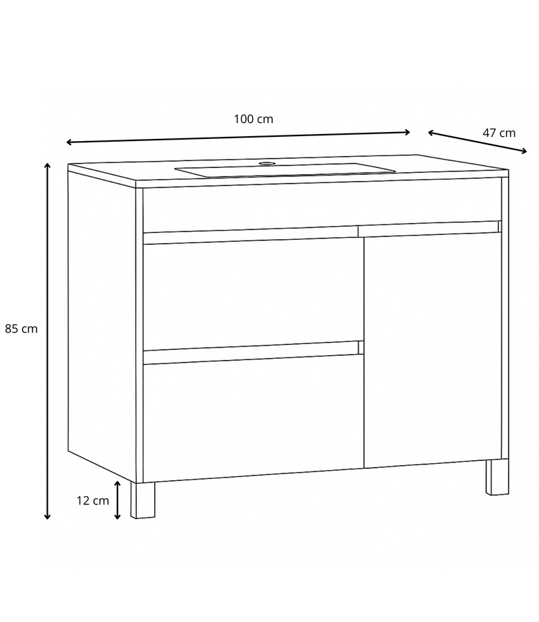 Badkamermeubel Salzburg 100cm - eiken
