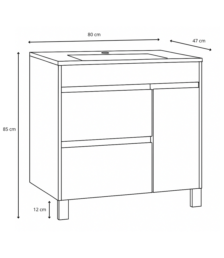 Badkamermeubel Salzburg 80cm - kastanje eiken