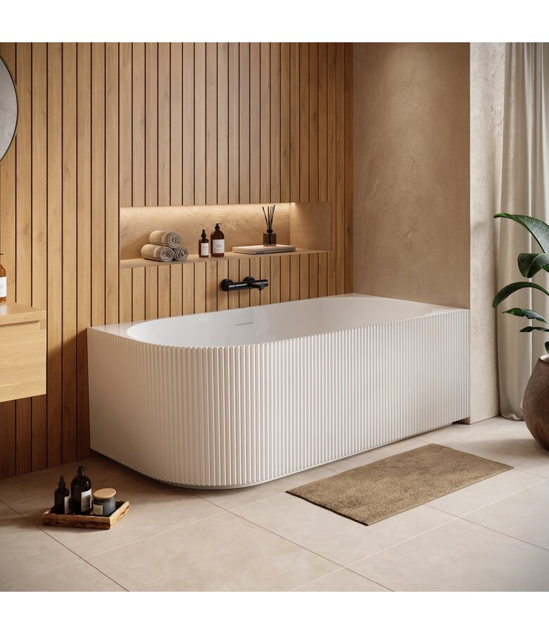 Half vrijstaand ligbad Havana 170 x 80 x 58 cm - wit  - links