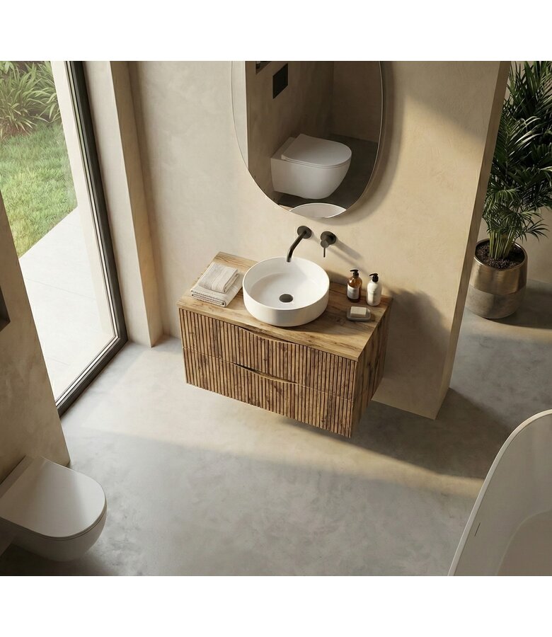 Wastafelkast Calen 80 x 46 x 52 cm - eiken