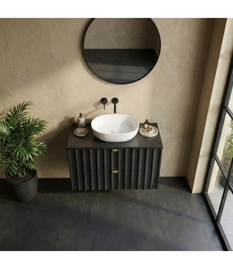 Wastafelkast Azore 80 x 46 x 52 cm - mat zwart