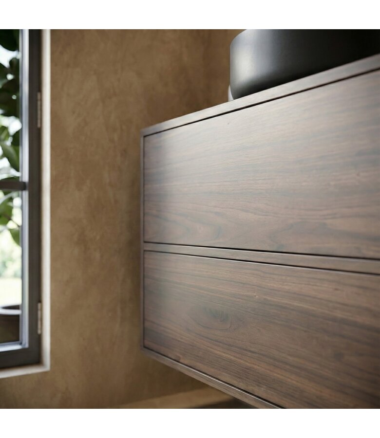 Wastafelkast Mali met kolomkast - 80 x 46 x 49 cm - walnoot bruin