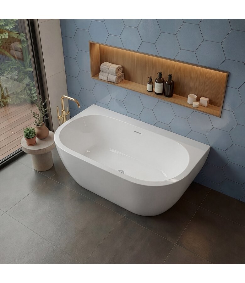 Half vrijstaand ligbad Hanoi 170 x 80 x 58 cm - wit