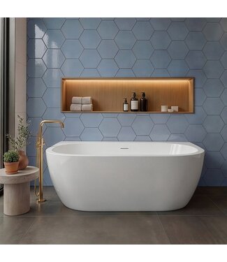 Half vrijstaand ligbad Hanoi 170 x 80 x 58 cm - wit