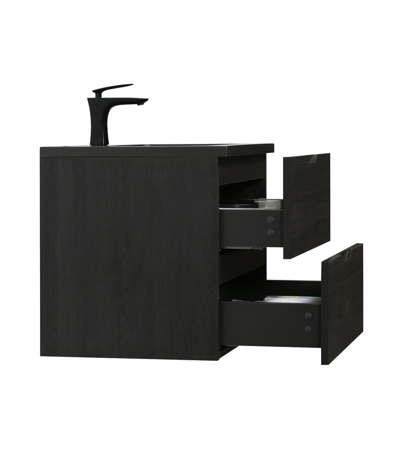 Badkamermeubel Cairo 100cm - zwart eiken - zwarte wastafel