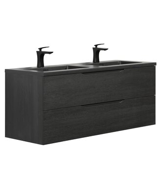 Badkamermeubel Cairo 120cm - zwart eiken - zwarte wastafel