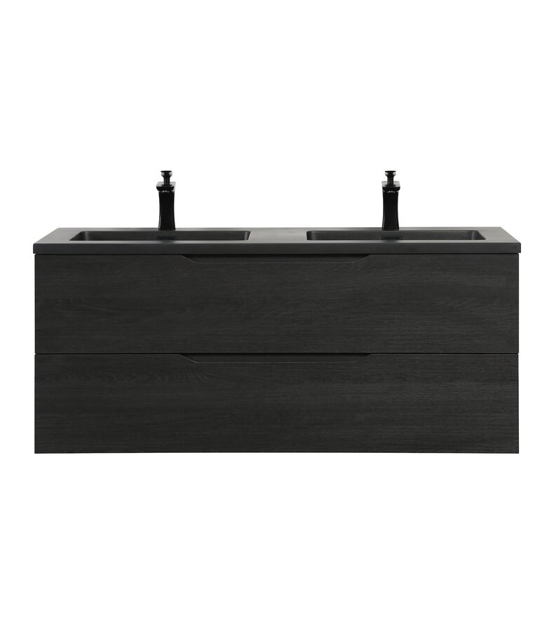 Badkamermeubel Cairo 120cm - zwart houtnerf - zwarte wastafel