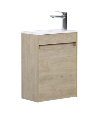 Toiletmeubel Sinta 40cm - kastanje eiken - witte wastafel