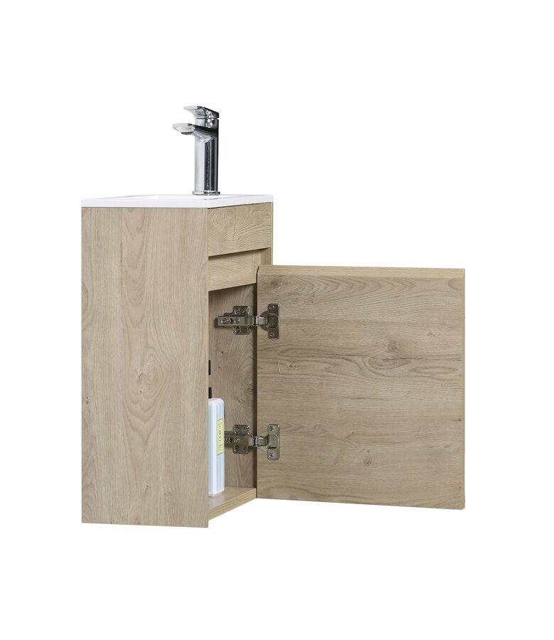 Toiletmeubel Sinta 40cm - kastanje eiken - witte wastafel