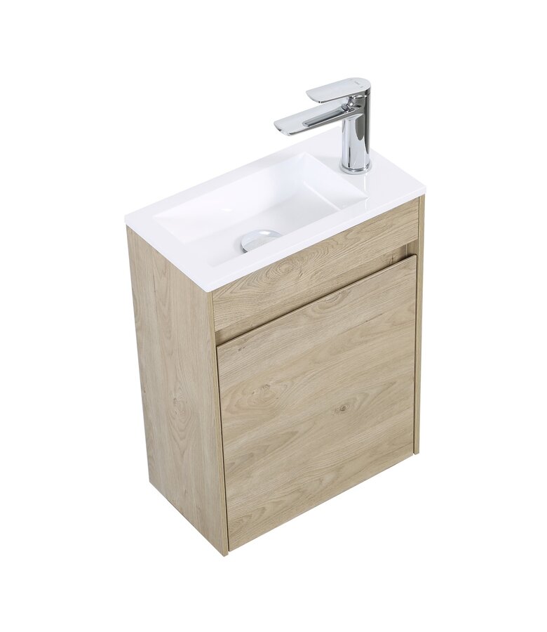 Toiletmeubel Sinta 40cm - kastanje eiken - witte wastafel