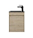 Toiletmeubel Sinta 40cm - kastanje eiken - zwarte wastafel