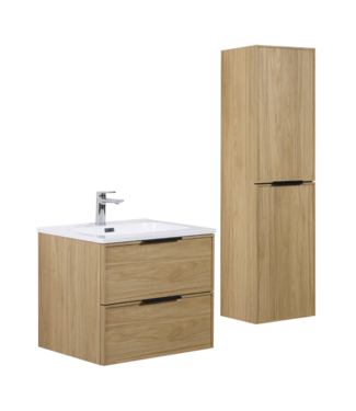 Badkamermeubel Luxor 60 cm met kolomkast - licht eiken