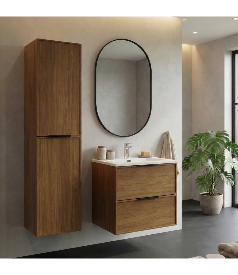 Badkamermeubel Luxor 60 cm met kolomkast - walnoot