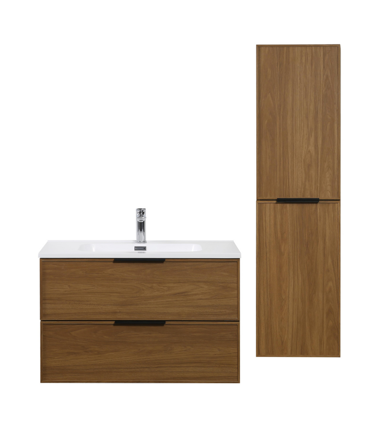 Badkamermeubel Luxor 80 cm met kolomkast - walnoot