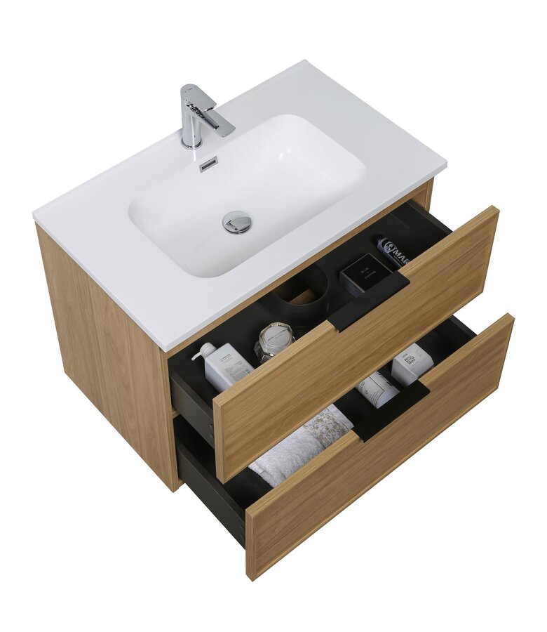 Badkamermeubel Luxor 80 cm met kolomkast - licht eiken