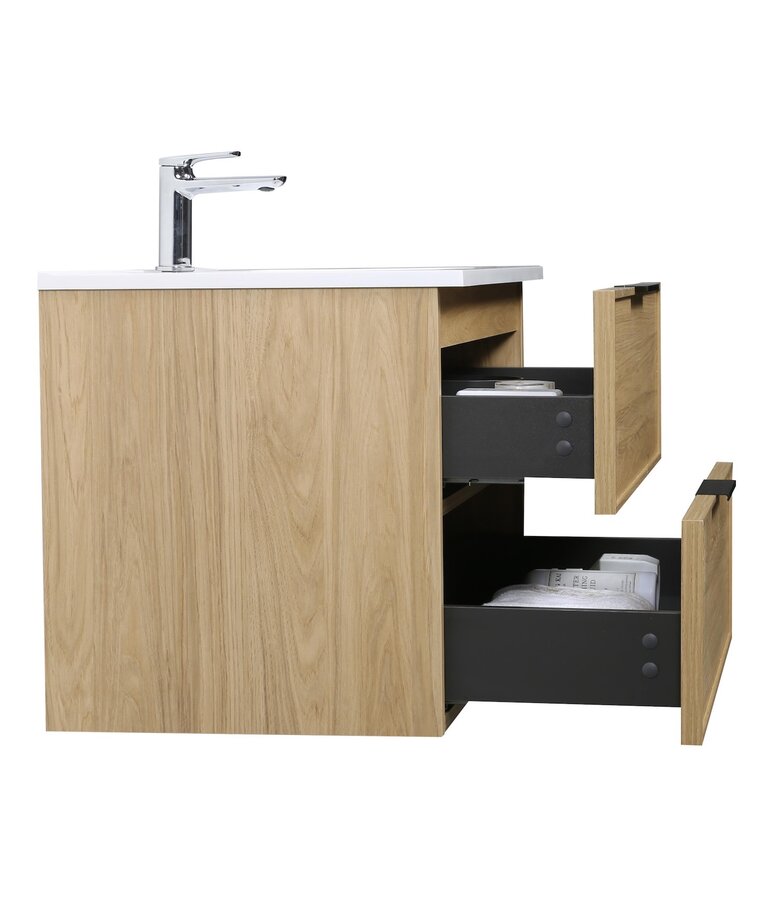 Badkamermeubel Luxor 80 cm met kolomkast - licht eiken