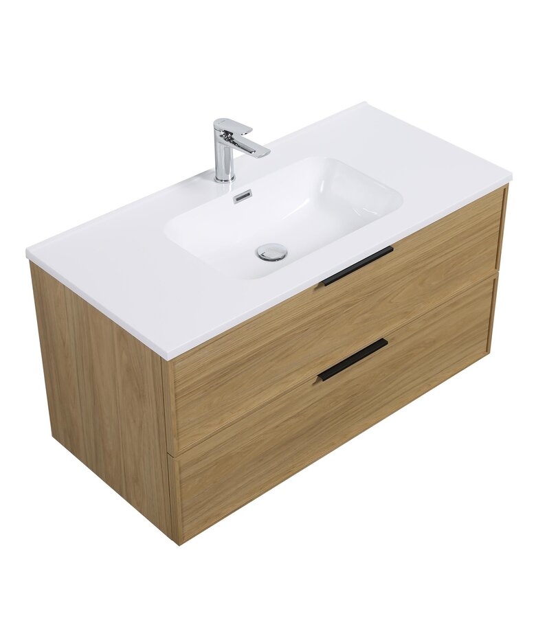 Badkamermeubel Luxor 100 cm met kolomkast - licht eiken