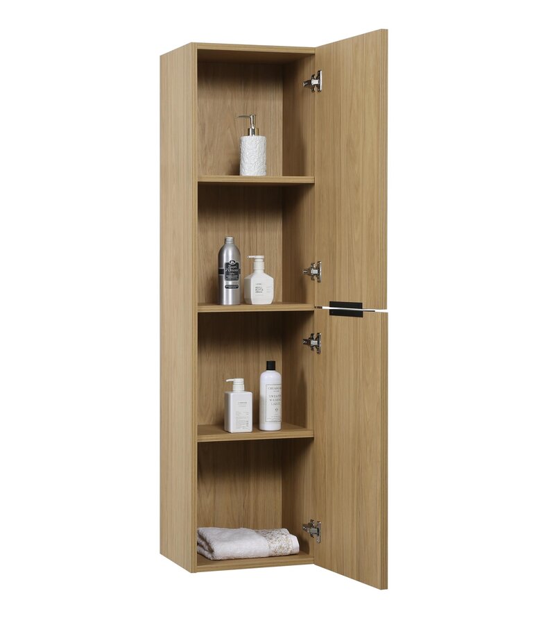 Badkamermeubel Luxor 100 cm met kolomkast - licht eiken