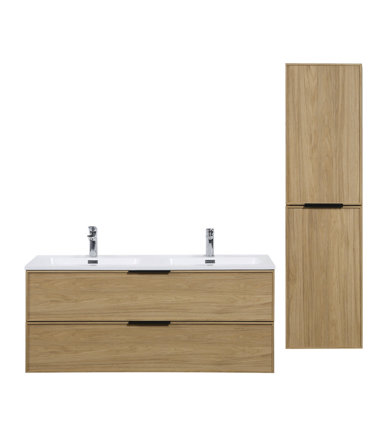 Badkamermeubel Luxor 120 cm met kolomkast - licht eiken