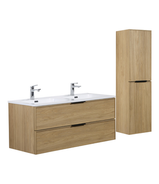 Badkamermeubel Luxor 120 cm met kolomkast - licht eiken