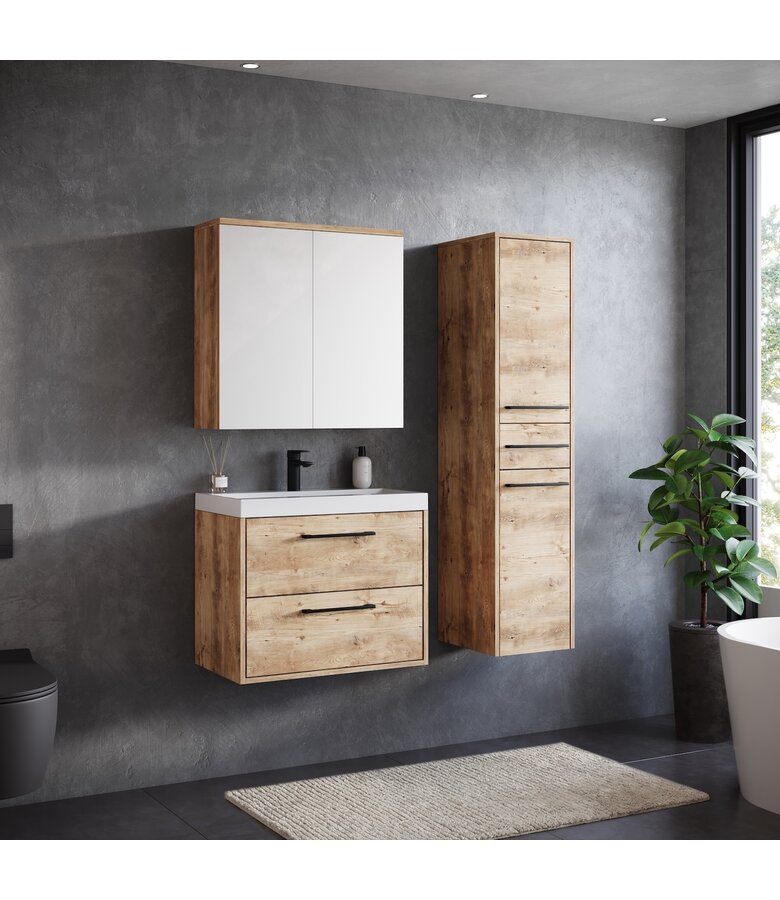 Badkamerkast Florence 30 x 35 x 130 cm - kastanje eiken