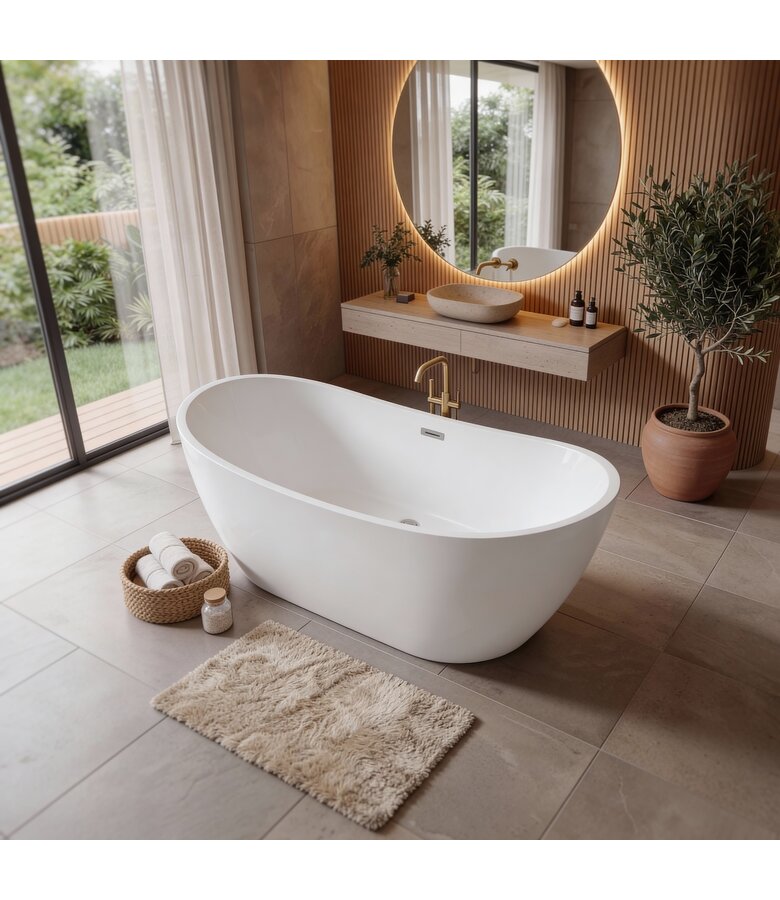 Vrijstaand ligbad Alegre - 170 x 78 x 68 cm - wit