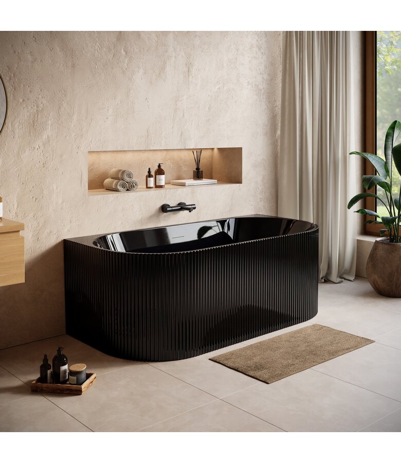 Half vrijstaand ligbad Havana 170 x 80 x 58 cm - zwart